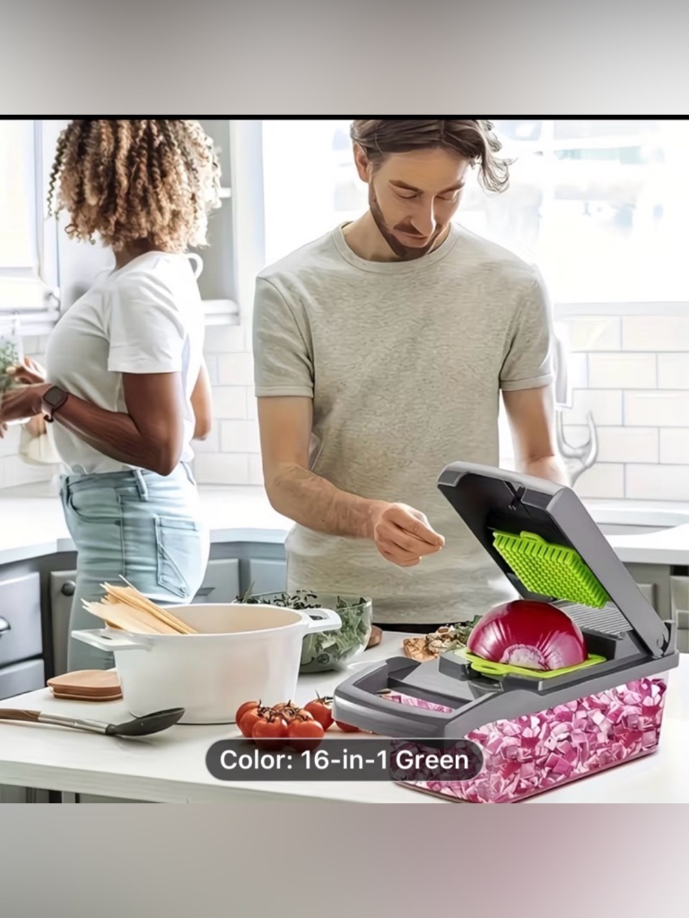 16-in-1 Green Multi-Function Vegetable Chopper and Slicer - Picture 6 of 8